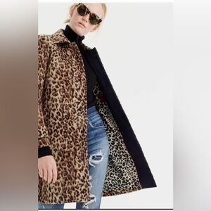 J CREW topcoat leopard in double wool